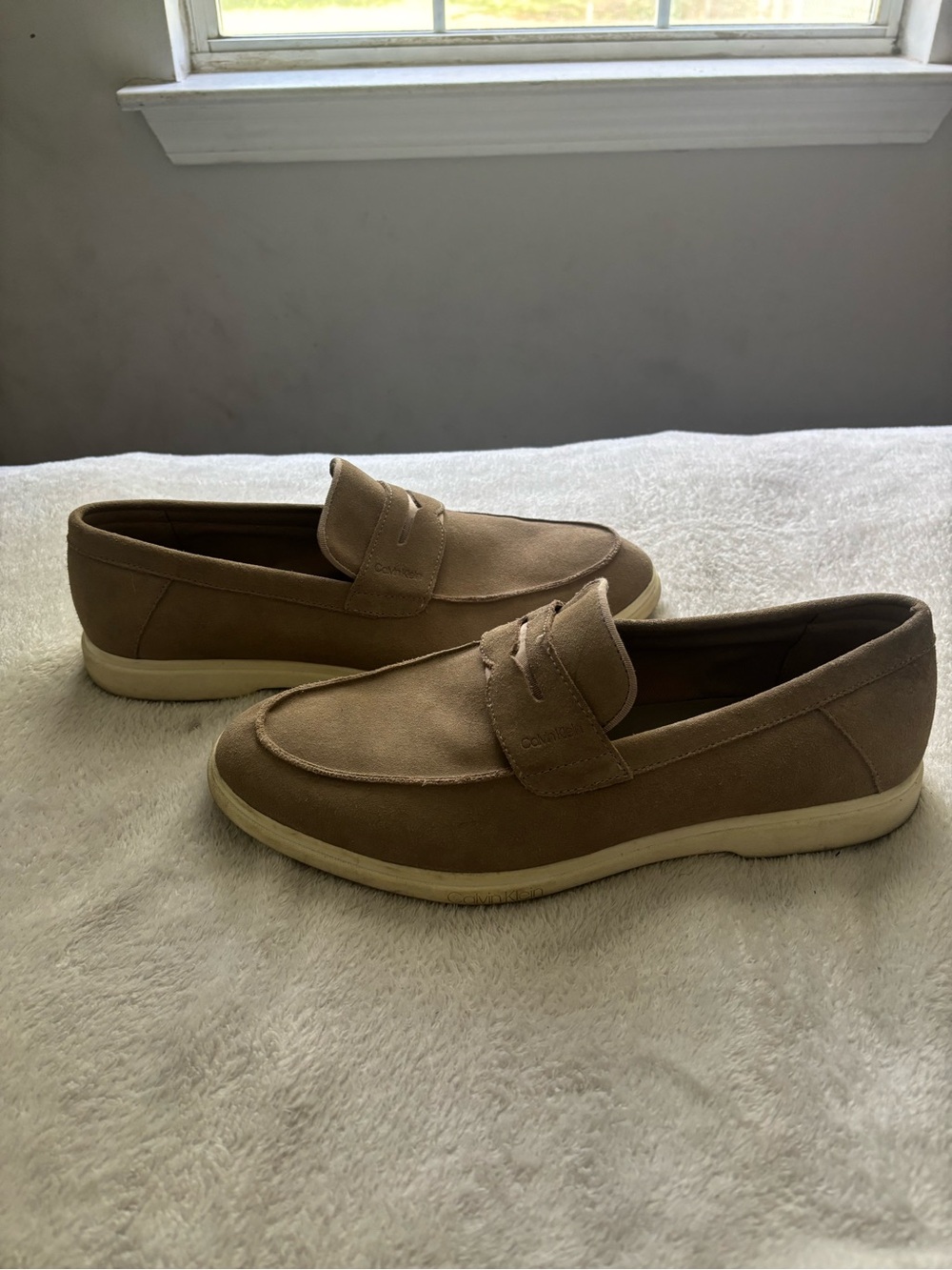 Calvin Klein Men's CasualLoafers in Light Brown Size 11-Comfortable Slip-OnShoes